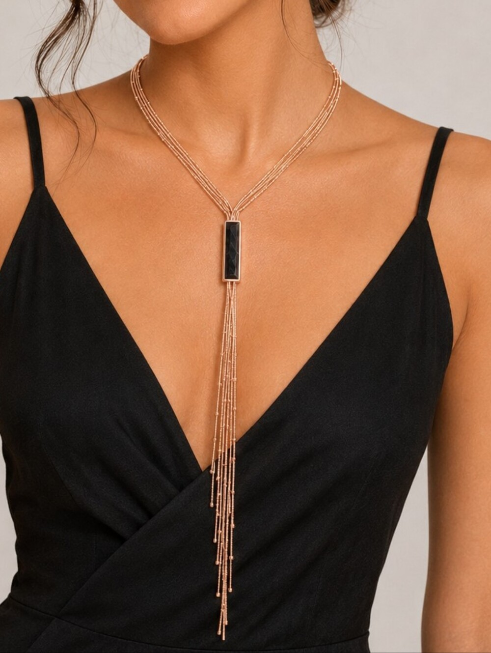 Elegant WHBM Rose Gold & Gold Layered Y-Necklace